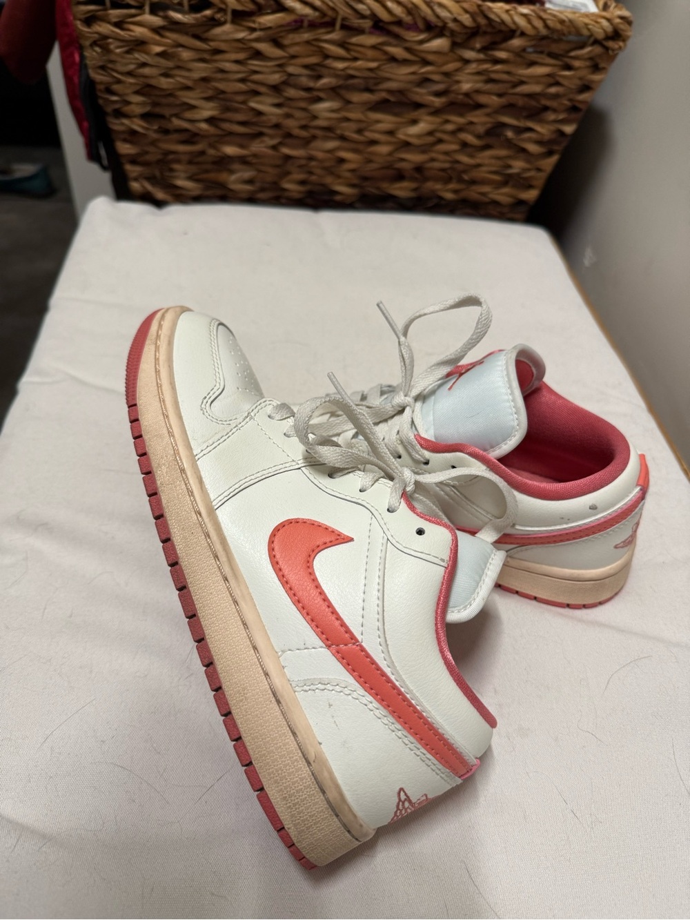 Nike Women’s Air Jordan’s with Coral Pink Swoosh